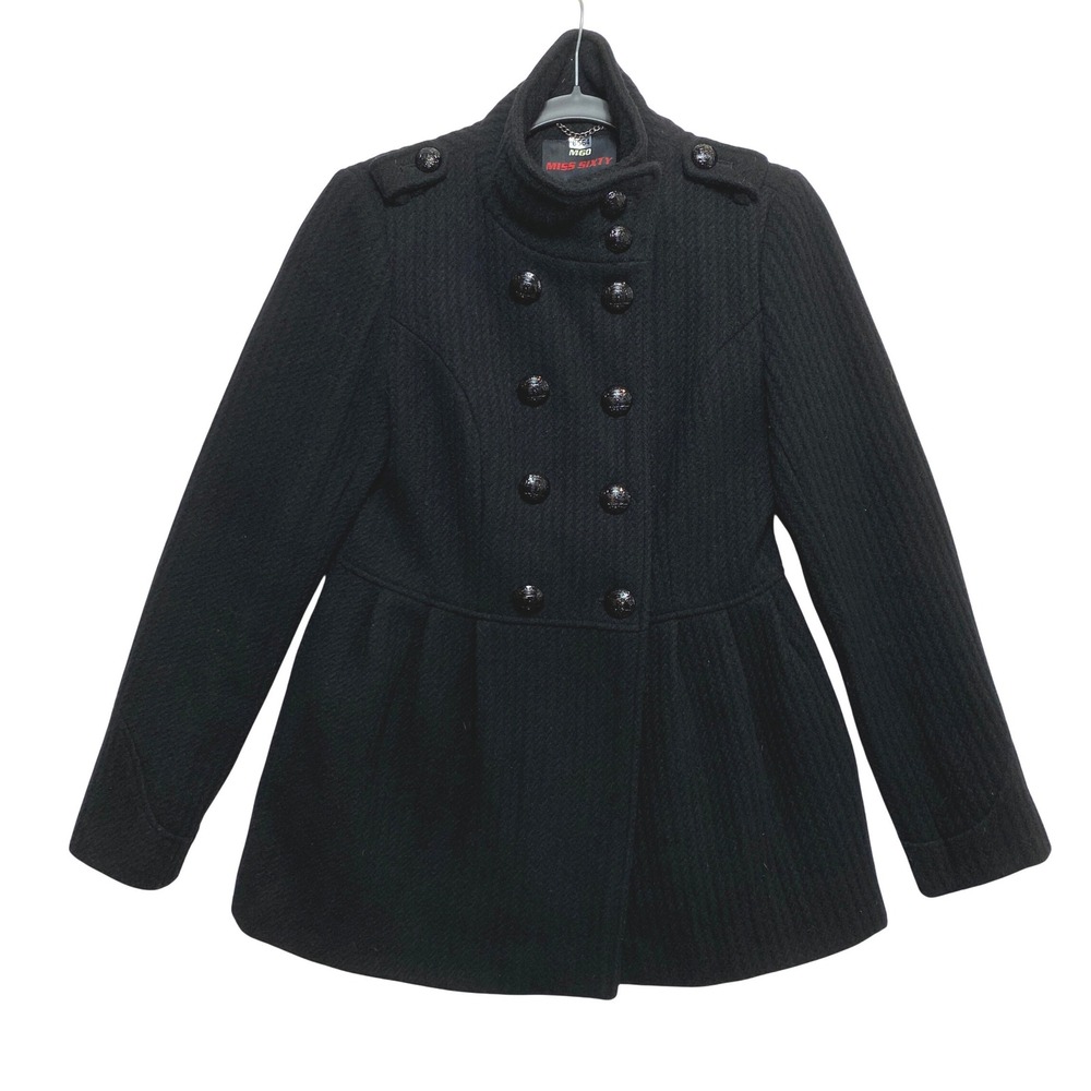 Miss Sixty Military Peacoat Jacket Womens Small M60 Black Wool Blend M60 Y2K